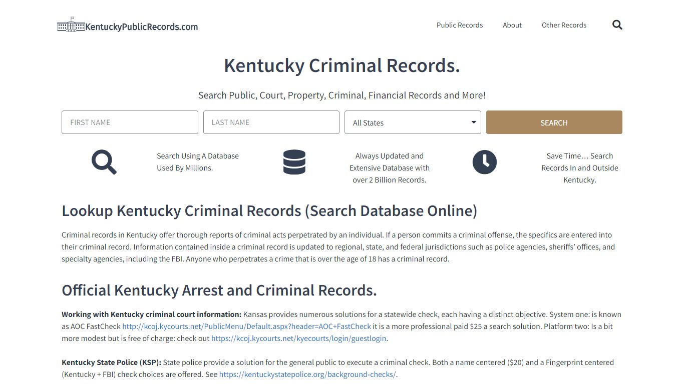 Kentucky Criminal Records: KentuckyPublicRecords.com